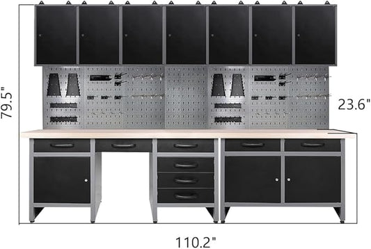 JZD Metal Storage Cabinet Organizer Set System, for Maintenance Rooms, Auto Repair Shops