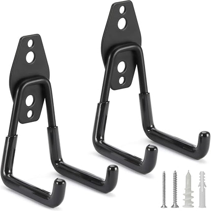 2 Pack Heavy Duty Garage Hooks Storage Organizer Wall Mount Power and Garden Tool Hangers, for Hanging Ladders, Ropes, Hose, Bulk Items