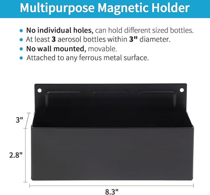 Magnetic Aerosol Spray Can Holder, Magnet Toolbox Bottle Holder, Tool Box Storage Rack for Garage and Home, Craft Workspace, Mechanic Paint Bottle Can Organizer, Black, 3"x8.3"