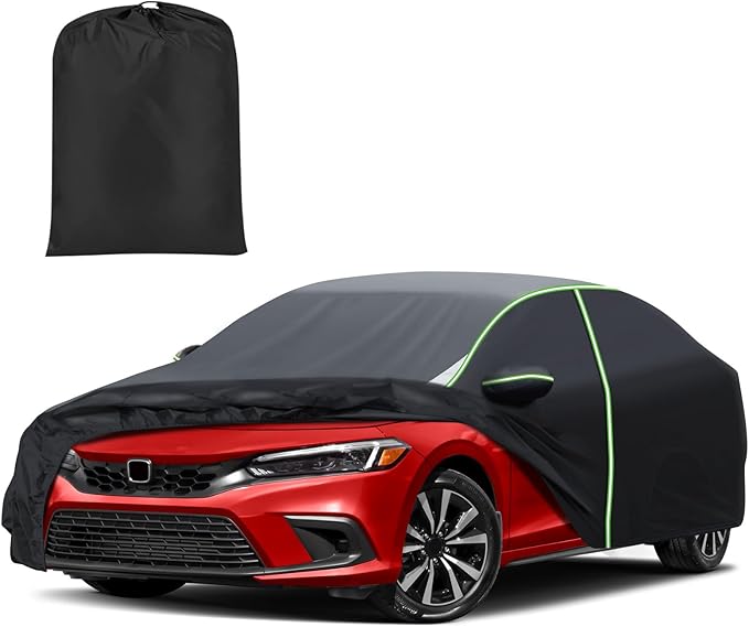 Mixsuper Liner Car Cover for Honda Civic 1991-2026, 7 Layers Waterproof Car Cover Accessories for Civic with Zipper Door, Windproof Straps, Reflective Strips, Anti-UV, All Weather