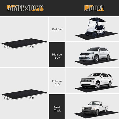 7.8x16 FT Garage Floor Mat for Golf Cart, Mid-Size SUV, Non-Slip Heavy Duty Oil Mat, Under Car Containment Garage Rugs, Felt and Rubber Material Mat