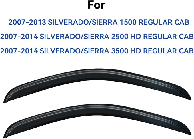 Window Visors Rain Guards for 2007-2013 Chevy Silverado/GMC Sierra 1500 Regular Cab, Window Vent Wind Deflectors Visors Shades for 07-14 Silverado/Sierra 2500HD 3500HD Standard Cab
