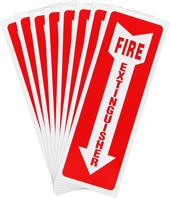 Madrigal fire extinguisher inside sticker,fire extinguisher sign,8 Pack-4x12"Premium Self-Adhesive Vinyl for UV, Weather, Scratch, Water and Fade Resistance, Indoor and Outdoor