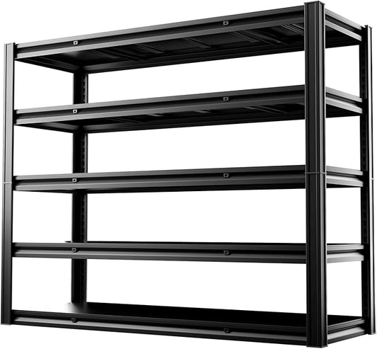 5-Tier 60" W x 20" D x 72" H Garage Shelving Metal Storage Rack 3000LBS Garage Shelving Heavy Duty Adjustable Storage Shelves Unit for Industrial Warehouse Basement Utility Shelf (Black)