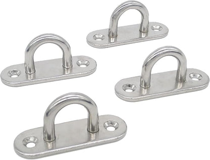 Stainless Steel Ceiling Hooks & Wall Hangers - Heavy Duty M6 Screw Mount, Rust-Proof Anchor Straps for Garage, Outdoor, Storage (4-Pack)