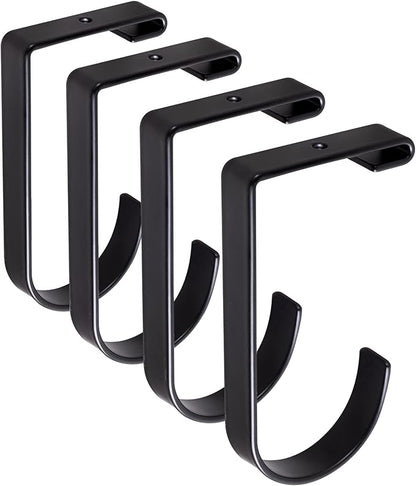 4-Pack Heavy Duty Add-On Flat Hook Accessory for Garage Ceiling and Wall Storage, Alloy Steel, Black - Suitable for FLEXINOUMTS Racks