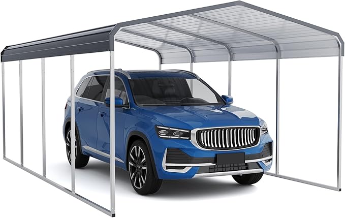 Carport Canopy 12x20 FT Heavy Duty Metal Carport Kit – Outdoor Portable Garage Tent Shelter for Car, RV, Boat – Steel Frame Car Port Shed – All Weather Storage Canopy Cover