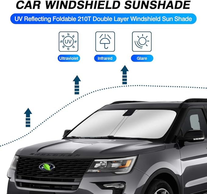 KUST Windshield Sun Shade for 2011-2019 Ford Explorer SUV Accessories, Custom Fit Car Front Sun Shade Foldable Window Shade Sun Visor Protector Blocks UV Rays
