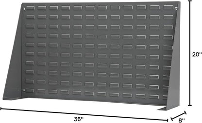 Akro-Mils 98636 Heavy Duty Steel Louvered Panel Standing Work Bench Storage Rack Garage Organizer for Mounting AkroBin Storage Bins, 36-Inch L x 8-Inch W x 20-Inch H, Grey