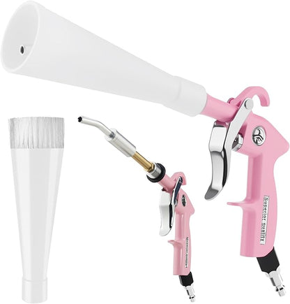 XIAOFENG Tornado Dry Cleaning Gun Detailing Interior Dryer Air Blow Gun with 2 Set Nozzle High Pressure Car Drying Blower Gun for Women Car Quickly Blasts Dirt and Dust from Surface Pink