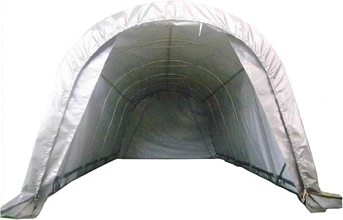 20'x12' Heavy Duty Carport with Zipper Doors – Galvanized Steel Frame & Waterproof PE Cover, UV-Resistant, Grey Portable Garage Canopy Shelter (20'x12')