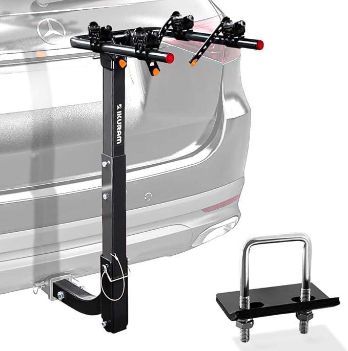 2 Bike Rack Bicycle Carrier Racks Hitch Mount Double Foldable Rack for Cars Truck SUV Fits 2" Hitch Receiver, Including Anti-Rattle Hitch Tightener