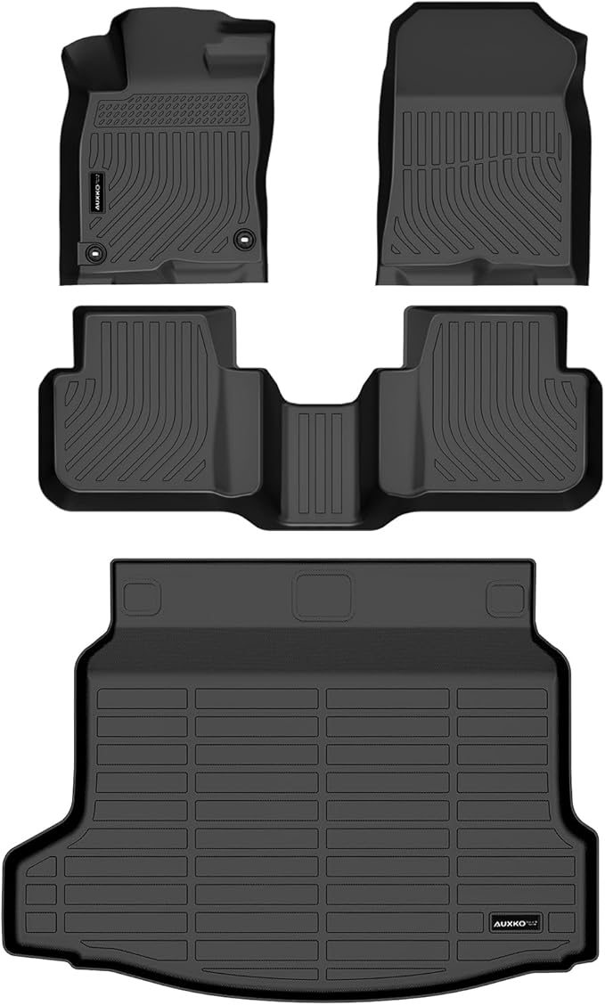 Auxko All Weather Floor Mats Cargo Mat Fit for 2025 2026 Honda Civic Hybrid Hatchback (Not Sedan) Accessories Odorless Anti-Slip Floor Mats Trunk Mat for Honda Civic Hybrid Black