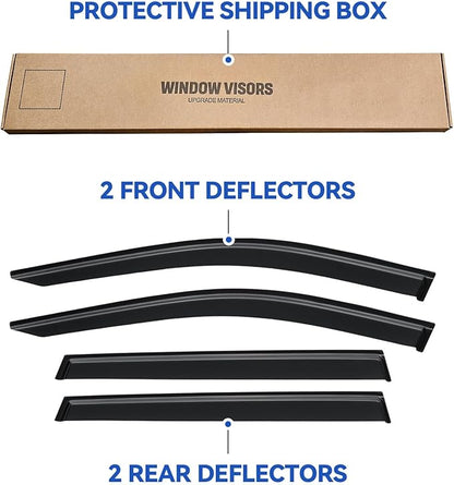 Window Visors Rain Guards Shield for 2019-2025 Toyota RAV4, Out-Channel Window Vent Wind Deflectors Visors Shades for 19-25 RAV4