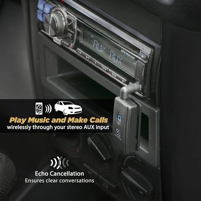 Scosche BTR3-SP BTFREQ Universal Bluetooth Wireless Audio Streaming and Handsfree Calling Receiver, Connect to Earbuds, Headphones, Car Stereo, Black