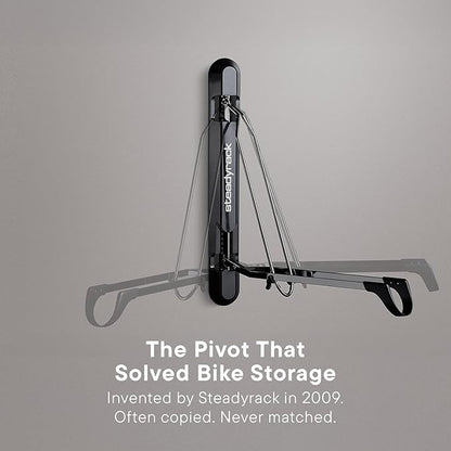 Steadyrack Bike Rack for Road Bikes - The Original Wall Mounted Vertical Bike Storage - Fits Narrow Tires - Space Saving Pivot Design - Heavy-Duty Steel Rack for Indoor Garage, Apartment or Home Use