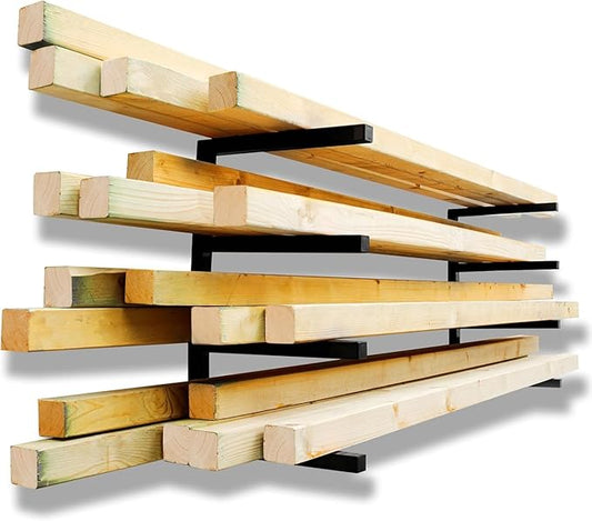 Lumber Storage Rack Metal Shelf Brackets, Sturdy Multipurpose Racking,Indoor & Outdoor Use (4 Level)