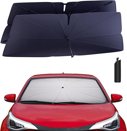 Windshield Sun Shade Umbrella for 2018-2023 Toyota CHR Accessories: Custom Fit 240T Silver, Double Thickened, Foldable Sunshade Window Sun Visor, Ultimate 99% UV Blocking for XLE, Limited, Nightshade