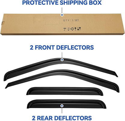 Window Visors Rain Guards for 1999-2016 Ford F250 F350 F450 F550 Super Duty, Out-Channel Window Vent Wind Deflectors Visors Shades for 99-16 F-250 F-350 F-450 F-550 SuperCrew Cab