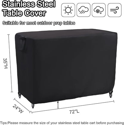Kingling Outdoor Prep Table Covers, Waterproof Stainless Steel Table Cover Metal Table Cover Protection for Patio Kitchen Prep/Work Tables - 72''L x 24''W x 35''H