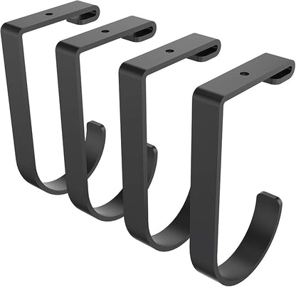 FLEXIMOUNTS 4 Pack Add On Storage Flat Hook Accessory for Garage Ceiling Rack and Wall Shelving, Max Weight Capacity up to 50lbs, Black