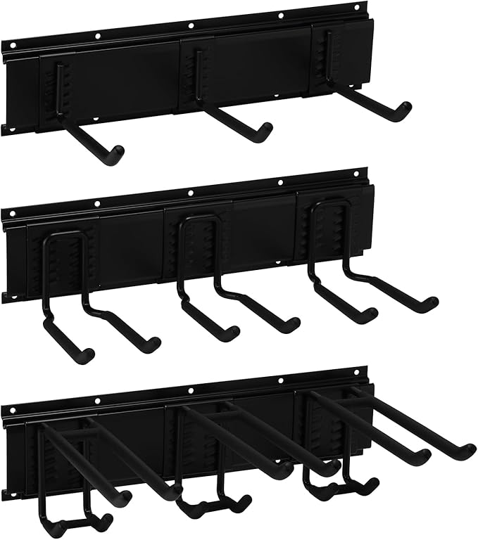 AIRTOON Garage Tool Organizer, 48 Inch Garage Organizer Wall Mounted Storage System with 9 Hooks, Max Load 500lbs Garage Storage for Garden Tools, Shovels, Trimmers, Hoses