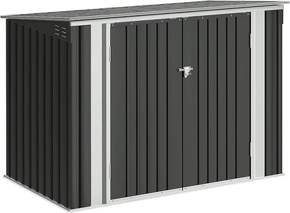 Devoko Outdoor Storage Shed 5.8 x 3.3 FT Metal Trash Shed Waterproof Outside Storage with Lid Chain Hydraulic Gas Rod for Trash Can Weeding Tools