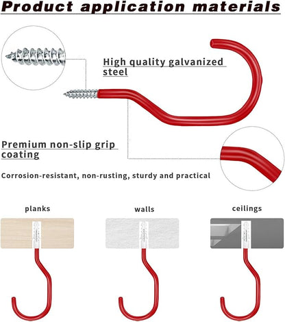 Bike Hooks Heavry Duty 6-Pack,Bicycle Storage Hanger Screw in Ceiling Hooks,Utility Hooks for Wall,Garage,Garden Organization and Storage,Fits Hanging All Bike Types,Bicycle Storage Hooks