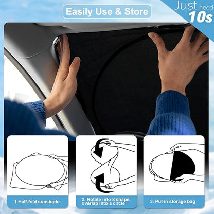 Custom Fit VW Jetta Windshield Sunshade for 2011-2017 2018 Volkswagen VW Jetta Accessories Front Window Shield 210T Silver Coating Cover for Volkswagen Windshield Sun Visor Protector Blocks UV