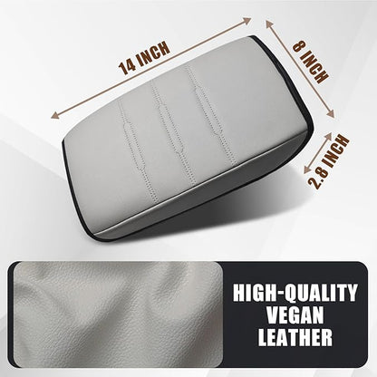 Muslogy Center Console Cover Compatible with 23 24 2025 2026 Honda CR-V Accessories CRV Hybrid LX EX EX-L Sport Touring Armrest Cover Lid Cushion Protector Vegan Leather Extra Soft(Gray/Gray Trim)