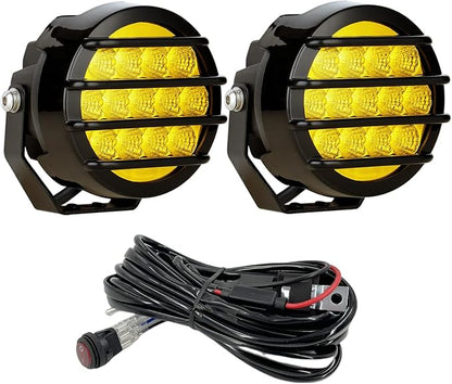 BIGLION.X 3.7 Inch 130W Amber Fog Lights Yellow Round Offroad Fog Lights Super Bright 12800LM Driving Fog Lights Bumper Fog Light Pods Waterproof 12/24V for Trucks 4x4 SUV ATV UTV Car