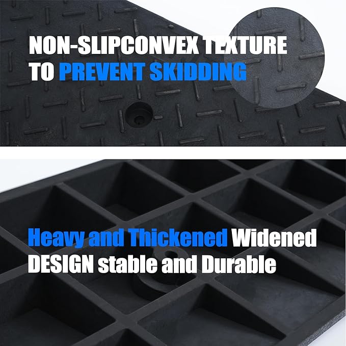 2 Pack 3.5'' Rise Rubber Curb Ramp Heavy Duty Loading Rubber Curb Ramps 3 Tons Driveway Ramp Car Slope Ramp for Loading Dock Bike Vehicle Warehouse Sidewalk Wheelchair (3.5" H)