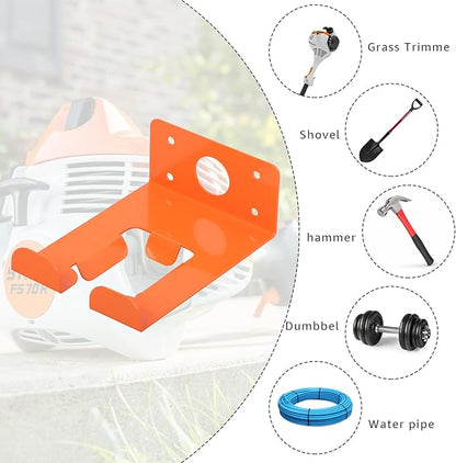 Weed Eater Rack & Chainsaw Holder - Heavy Duty Garage Organizer Wall Mount for Grass Trimmer,Hedge Trimmer, Backpack Blower, Garden Tools, 2 Pack