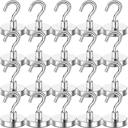 DIYMAG Magnetic Hooks, 118 LB Heavy Duty Strong Magnet with Hook, Rare Earth Neodymium Magnets for Hanging, Magnetics Hanger for Curtain, Home, Kitchen, Workplace, 20 Packs