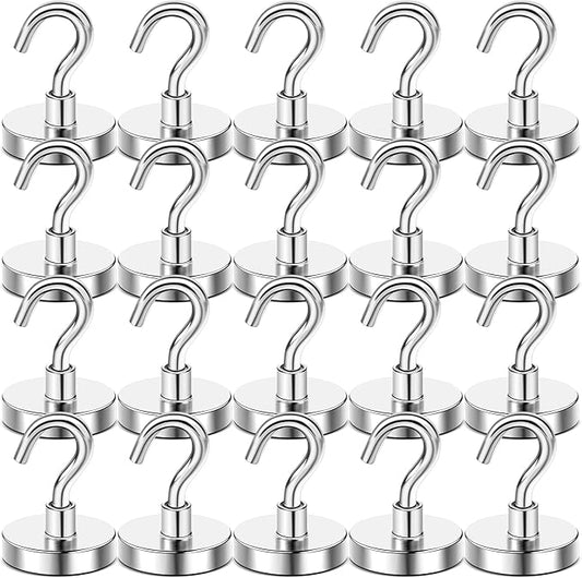 DIYMAG Magnetic Hooks, 118 LB Heavy Duty Strong Magnet with Hook, Rare Earth Neodymium Magnets for Hanging, Magnetics Hanger for Curtain, Home, Kitchen, Workplace, 20 Packs