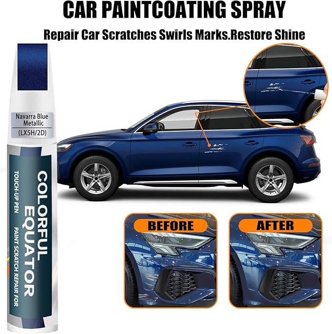 Navarra Blue Metallic(LX5H/2D) Touch Up Paint Compatible with Audi, Car Paint Pen Scratch Repair Two-In-One Touch Up Paint, Premium Car Scratch Remover for Deep Scratches