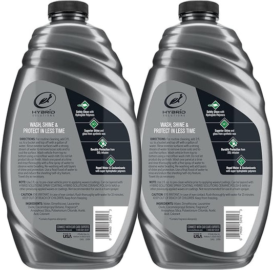 Turtle Wax 53888 Hybrid Solutions Ceramic Wash and Wax, Easy Clean Ceramic Infused Formula Removes Dirt and Grime, Long Lasting Shine and Protection for Cars, Trucks and More, 48 oz. (Pack of 2)