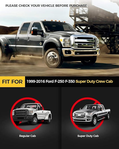 KYX Running Boards & Steps Nerf Bars Compatible with Ford F250 F350 Super Duty Crew Cab 1999-2016, A Pair 6 inch Car Door Side Steps Nerf Bars Truck Boards Step Rails-Dual Stairs
