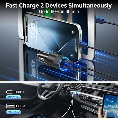 6 Pack USB C Car Charger, Ancekoy 38W Dual USB-C + USB-A Car Charger Adapter Fast Charge PD/QC 3.0 Cigarette Lighter Adapter USB Charger Plug for iPhone 16/15/14/13/12/11/Pro Max, iPad, Samsung,Pixel