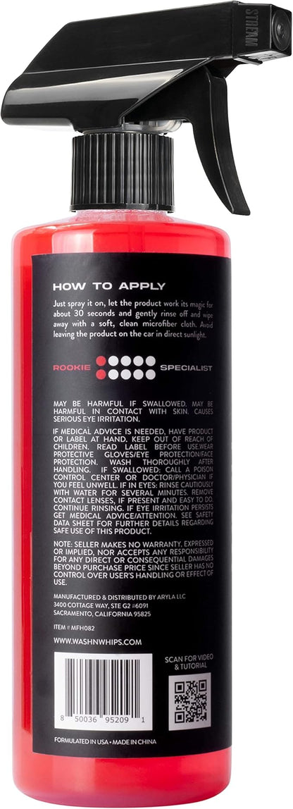 WASH&WHIPS Hockenheim Bug Remover - for Dead Insects, Droppings and Grease for Car Detailing, RVs, Trailers, Boats, Professional Strength Dissolves without Scratching, 16 fl oz