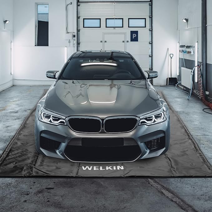 WELKIN Containment Mat,(7'9" x 18'),Non-Slip Garage Floor Mat - Heavy Duty Waterproof Protection from Snow, Rain and Mud for Cars