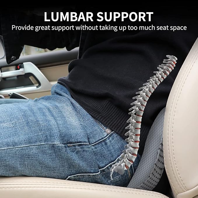 Car Seat Cushion - Memory Foam Car Seat Pad - Sciatica & Lower Back Pain Relief - Car Seat Cushions for Driving - Road Trip Essentials for Drivers(Gray)