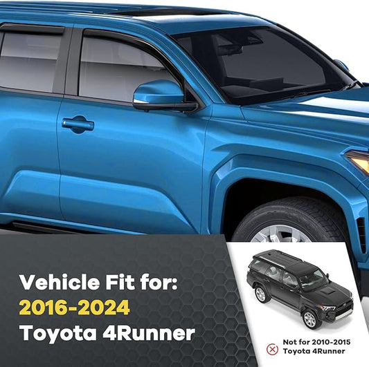 4 PCS in Channel Rain Guards Fit for Toyota 4Runner 2016 2017 2018 2019 2020 2021 2022 2023 2024, Durable Side Wind Deflectors, Smoke Vent Window Visors Shades Shield, Exterior Car Accessories