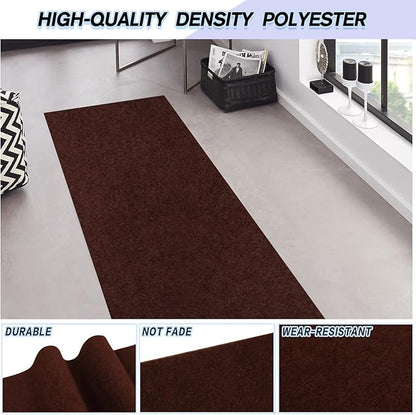 Custom Size Backed Non-Slip Area Rugs Runner, Easy Clean, Waterproof Runner Rugs for Hallway Entryway, Kitchen, Laundry, 3FT x 76FT, Brown