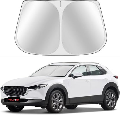 Custom Fit Windshield Sun Shade for Mazda CX-30 2019-2025 - CX30 Sunshade Full Coverage, 210T Reflective Fabric, Double-Layer Design - Blocks 99% UV Rays, Easy to Install and Store