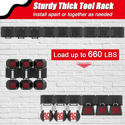 48 Inches Garage Organization,Wall Mount Garden Tool Organizer,660lbs Adjustable Heavy Duty Metal Hanging Hooks, Garden Tool Hangers Storage Rack for Garage, Yard, and Shed (3 Racks, 9 Hooks)