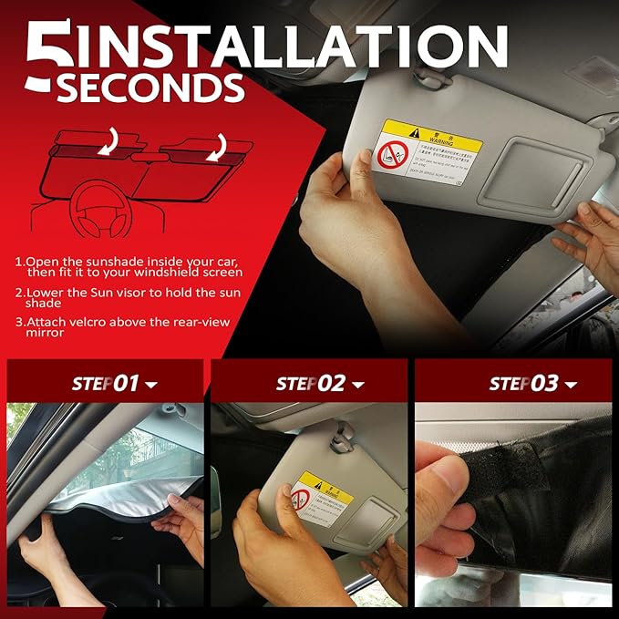 KAYZT Windshield Sun Shade for 2015-2024 Nissan Murano Foldable Sunshade Front Window Custom Fit Car Accessories