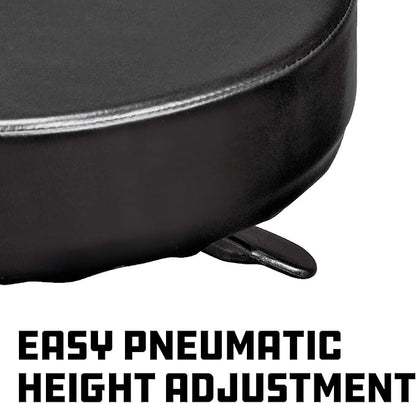 Powerbuilt Rolling Seat, Height-Adjustable Garage Stool with Tool Tray, Smooth and Padded for Car Repair, Detailing, Comfort - 640834, Black