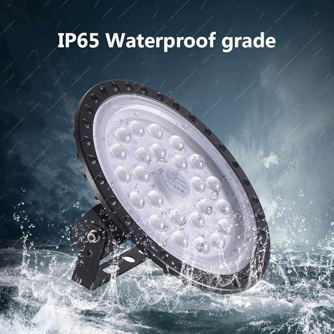 Viugreum 5 PACK 100W UFO LED High Bay Light, 10000LM 6500K Daylight White LED Warehouse Lighting, Alternative to 500W MH/HPS, IP65 Waterproof Commercial Bay Lighting for Garage Barn Workshop
