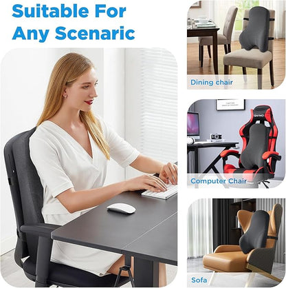 Teemour High Back Support Pillow for Office Chair, Fully Support Entire Back Cushion Pain Relief Promotes Posture- Memory Foam Lumbar Support Pillow for Offfice Chair, Desk, Gaming Chair